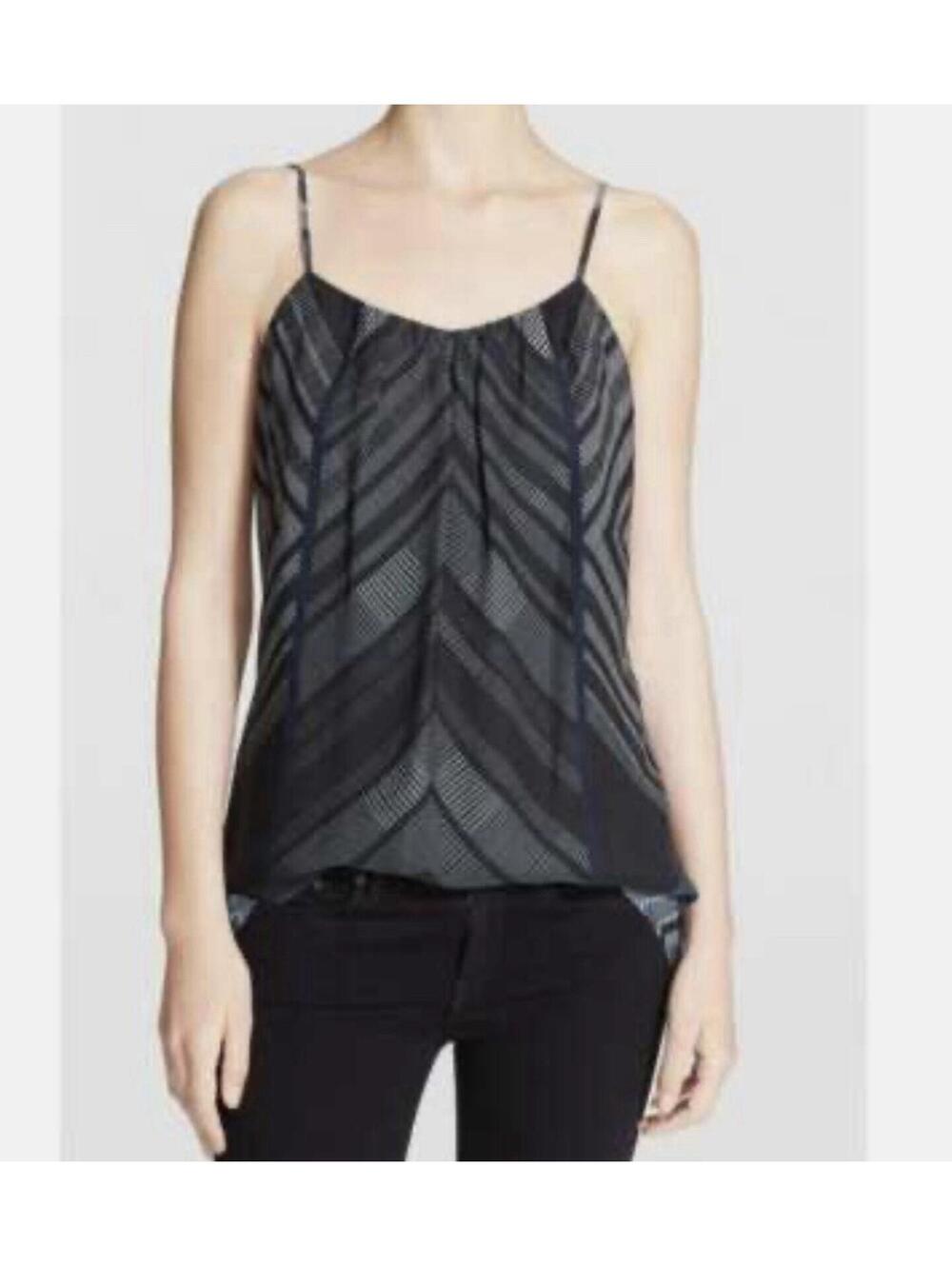 VINCE WOMEN’S GRAPHIC PRINT SILK CAMI TANK IN COASTAL BLUE|BLACK|WHITE-MEDIUM